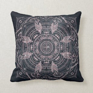 Almofada Design Elegante de Cinza de Mandala Dourada