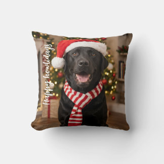 Almofada Design Feliz Natal Labrador Preto Aconchegante
