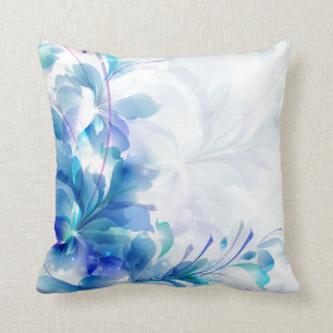 Almofada Design floral abstrato do azul e do branco