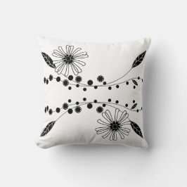 Almofada Design Floral Branco e Preto