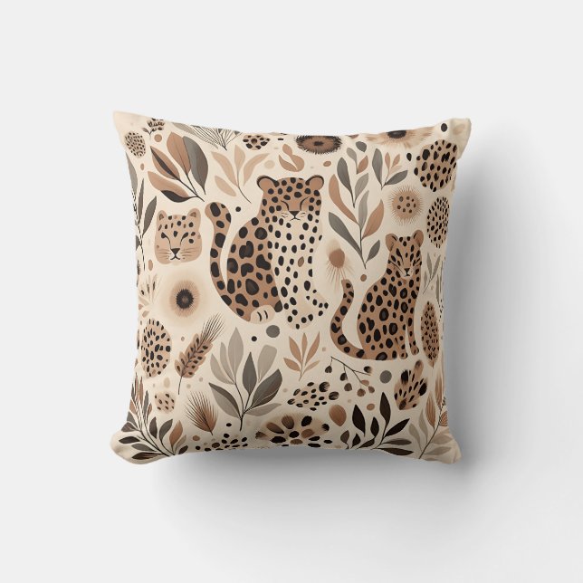 Almofada Design Floral Chic Leopard para Trendy Home (Frente)