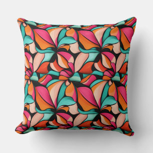 Almofada Design Floral Cor-de-rosa, laranja e Jade pálida