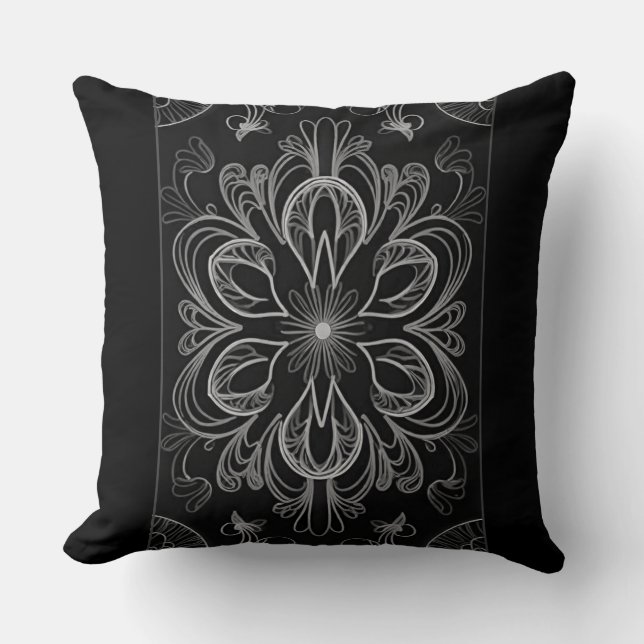 Almofada Design Floral de Abstrato vibrante com Cinza duplo (Frente)