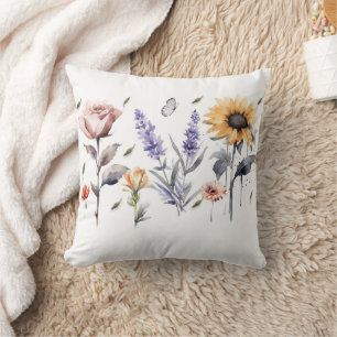 Almofada Design Floral de Aquarela - Gi Elegante e Artístic