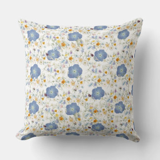 Almofada Design Floral de Cinza Azul