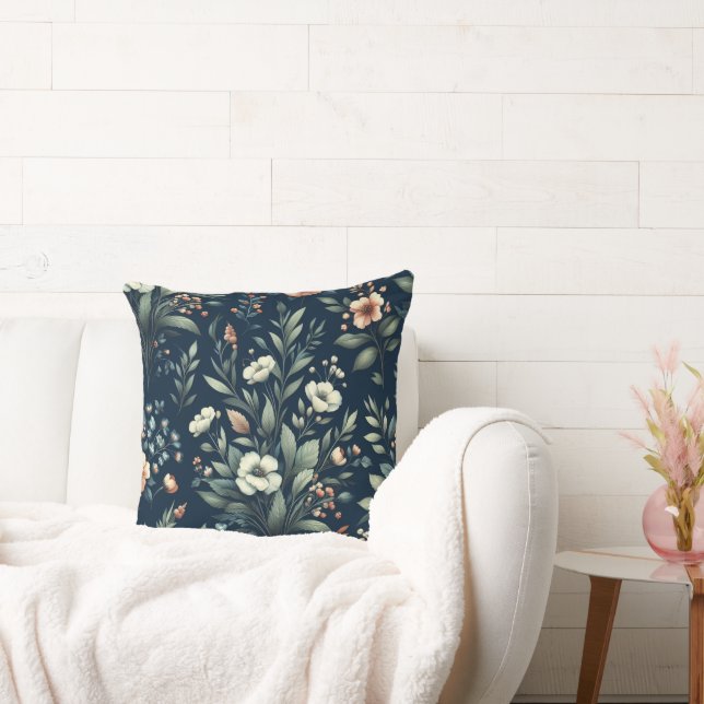 Almofada Design Floral de Fundo Negro (Sofá)