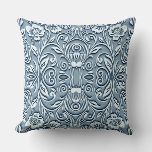 Almofada Design Floral embutido embebido em aço azul
