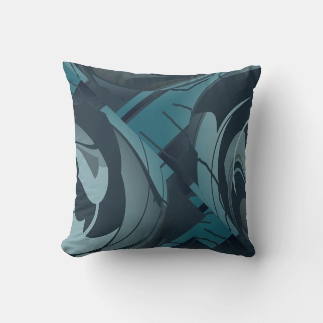 Almofada Design Floral marinho de Cinzas de Seafoam (Frente)