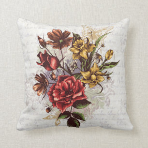 Almofada Design floral romântico colorido do vintage