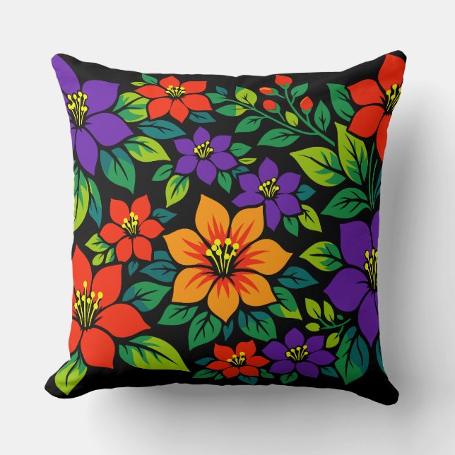 Almofada Design Floral Vibrante com Flores Coloridas (Frente)
