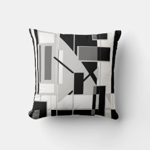 Almofada Design Geométrica Contemporânea Branca de Cinza Pr