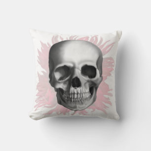 Almofada Design gótico vermelho e branco com crânio realist