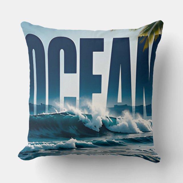 Almofada Design Gráfico Editorial de Luxo Costeiro Oceânico (Frente)