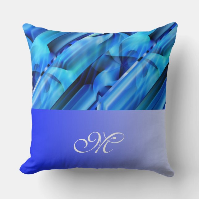 Almofada Design gráfico sem costura - preto azul I (Frente)