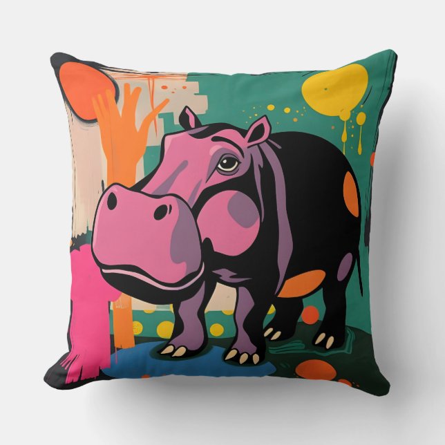Almofada Design Hippo vibrante (Frente)