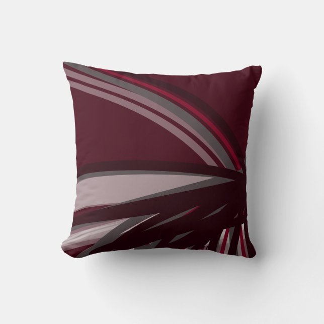 Almofada Design Linar Orgânico Moderno da Borgonha e Cinza (Frente)