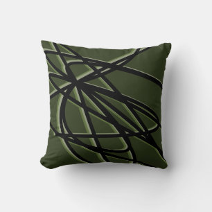 Almofada Design Linear Abstrato Verde-Azul-Preto