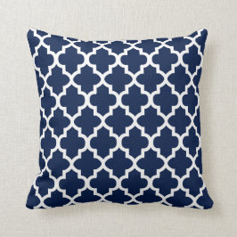 Almofada Design Marinho de Quatrefoil Azul e Branco| Cor do