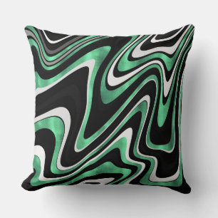 Almofada Design Moderno das Linhas Verdes Verdes Pretas