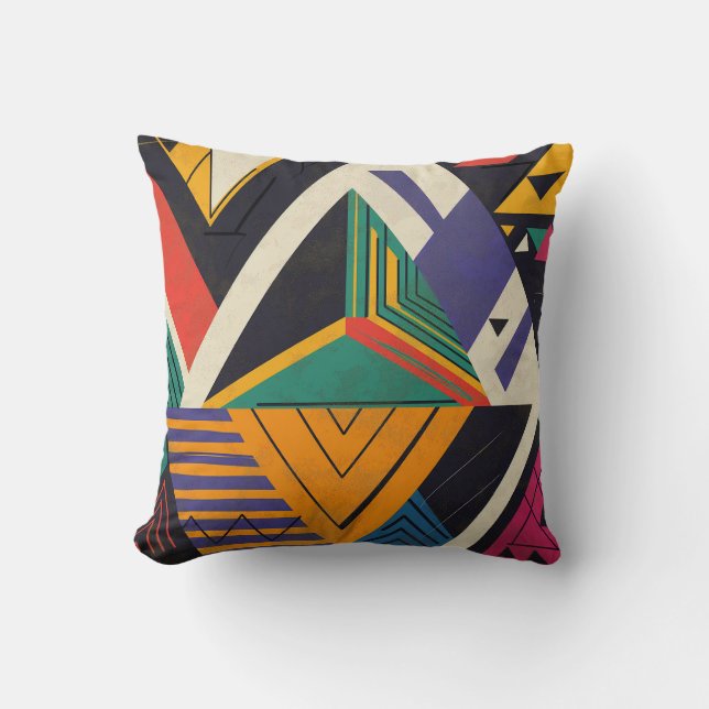 Almofada Design of triangles in vibrant colors with pattern (Frente)