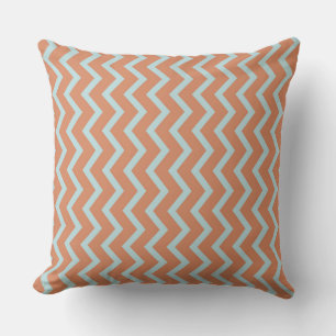 Almofada Design Ousado de Chevron: Faixa Laranja e Azul Cla