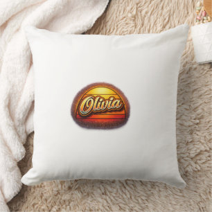 Almofada Design Personalizado de Nome Olívia Pôr do Sol Ret