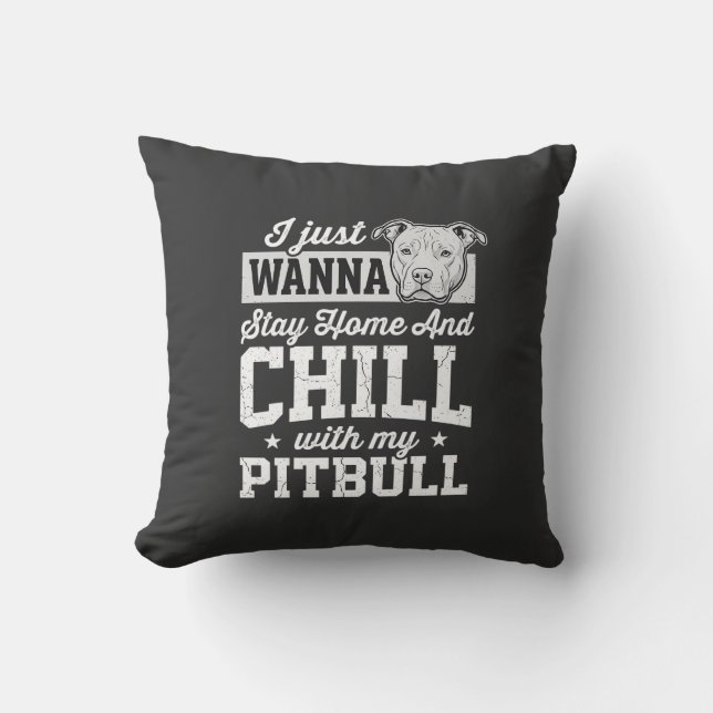 Almofada Design Pitbull Fique em Casa e Relaxe (Frente)