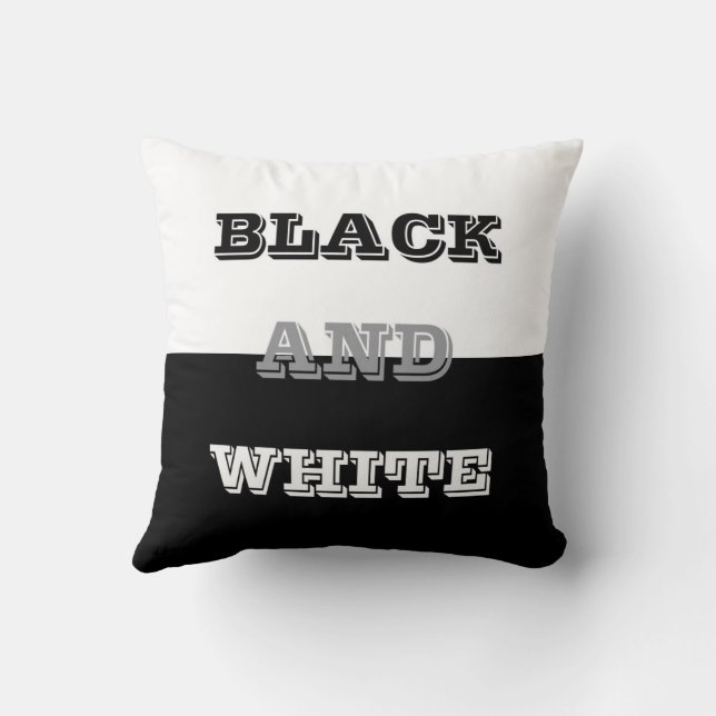 Almofada Design Preto Cinza Branco Texto E Cores Sólidas (Verso)