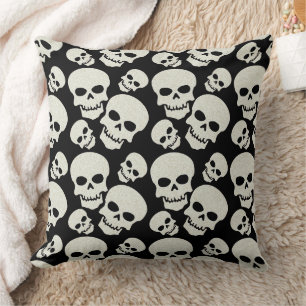 Almofada Design preto do crânio do Grunge