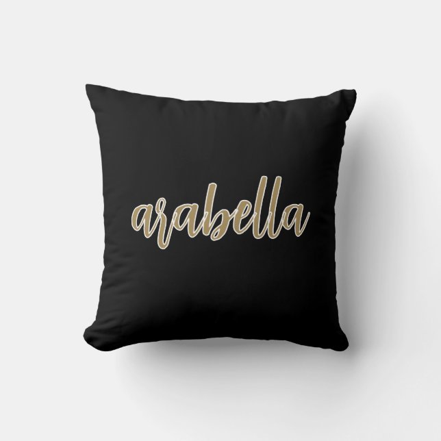 Almofada Design preto elegante com script Dourado (Frente)