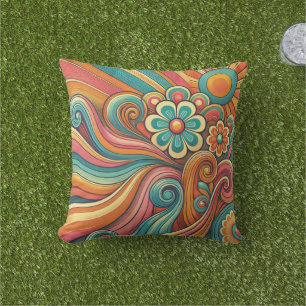 Almofada design Psicodélico dos anos 70 - Arte Retro Groovy