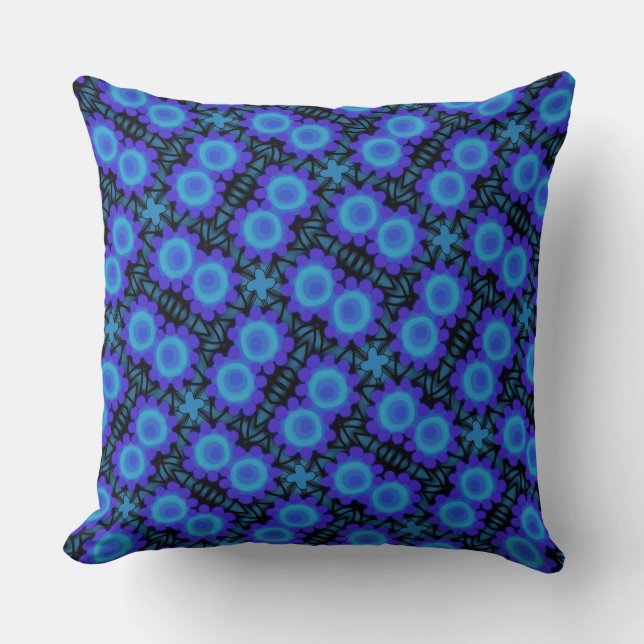 Almofada Design quadrado de Jimette do coxim azul e preto (Frente)