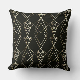Almofada Design retrô clássico em preto e Dourado