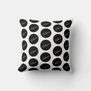 Almofada Design Retro-Moderno Preto e Branco com Bolinhas