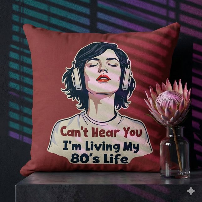 Almofada Design Retrô Nostálgico dos Anos 80 para Amantes d (80s Retro Nostalgic Music Lover Throwback Design Throw Pillow Mockup B)