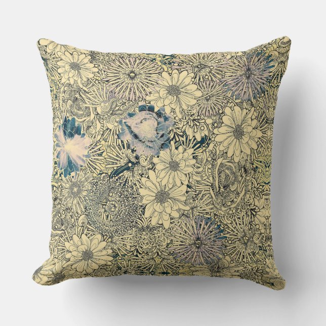 Almofada Design retroativo com flores (Frente)