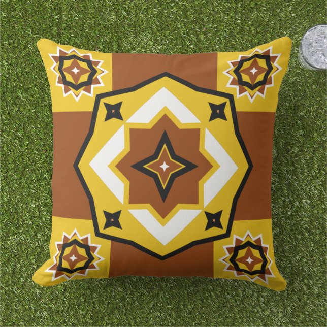 Almofada Design rusticidade do padrão amarelo castanho (Grama)