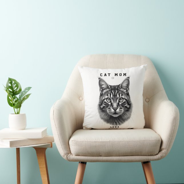 Almofada Design Simples Fofo Personalizado Mãe de Gato Aman (Cadeira)