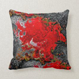 Almofada Design Vermelho Abstrato de Arte Moderna, Cinza e 