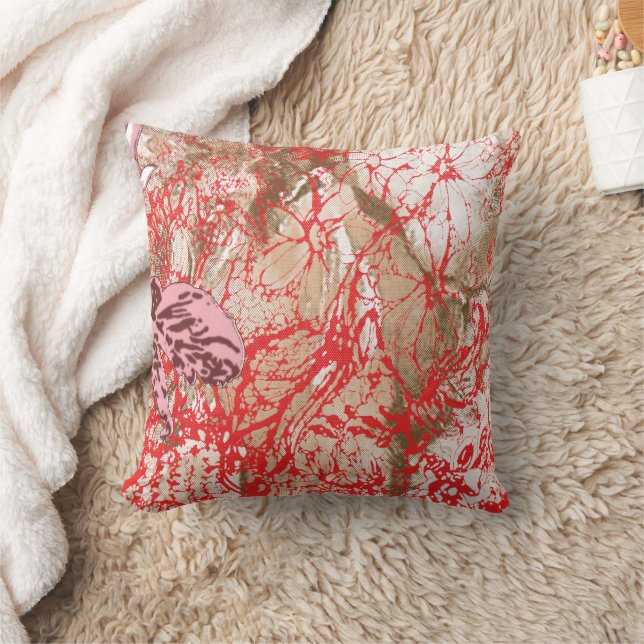 Almofada Design vermelho vibrante com flor intrincada (Cobertor)