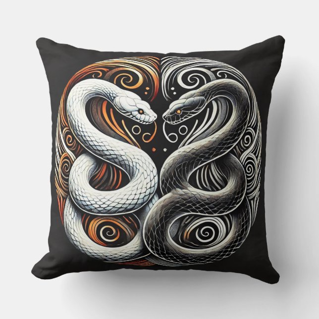 Almofada Design Yin Yang com Duas Cobras (Frente)