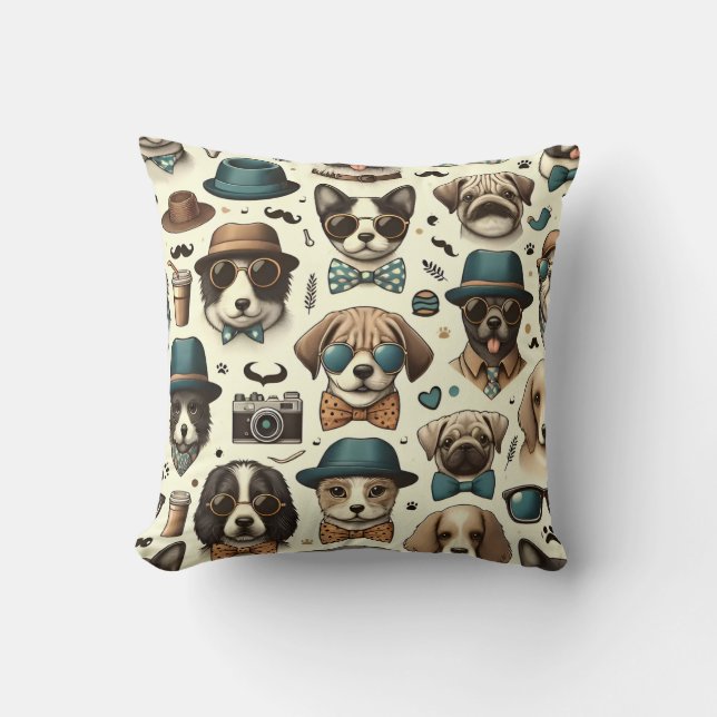 Almofada Designs De Animais Cachorros Sem Costura Cachorro  (Frente)