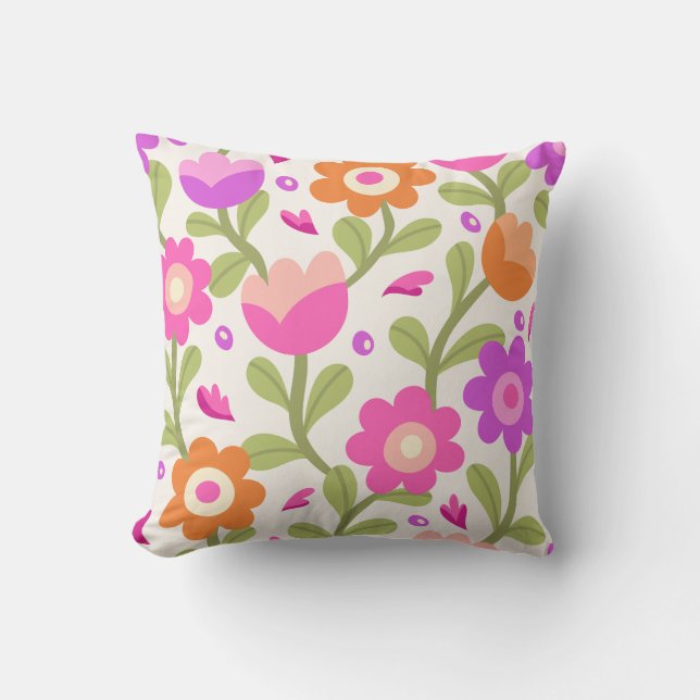 Almofada Designs Florais Elegantes - Lindo e Personalizável (Frente)