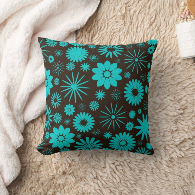 Almofada Designs Turquesa e Brown Floral Socialite (Cobertor)