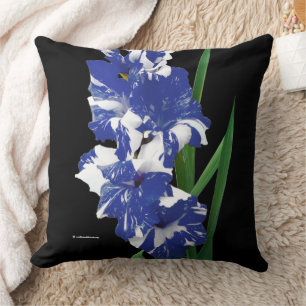 Almofada Deslumbrantes Lírios Espada Gladiolus Azul Real e
