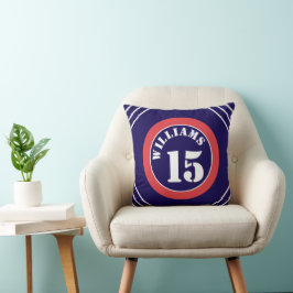 Almofada desportiva vermelha e azul inspirada