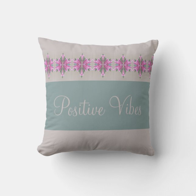 Almofada Destaque Estúdio no Rosa e Teal da Cinza (Frente)