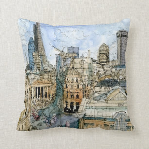 Almofada Destinos Watercolor Vintage London Street