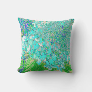 Almofada Detalhe de Aqua Elegante e Hydrangea de luz verde