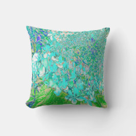 Almofada Detalhe de Hortênsia Elegante Aqua e Verde Limelig